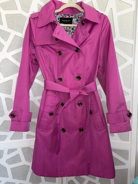 London Fog Deep Pink Double-Breasted Trench Coat